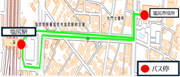 塩尻駅~塩尻市役所ルート 塩尻駅~塩尻市役所ルート